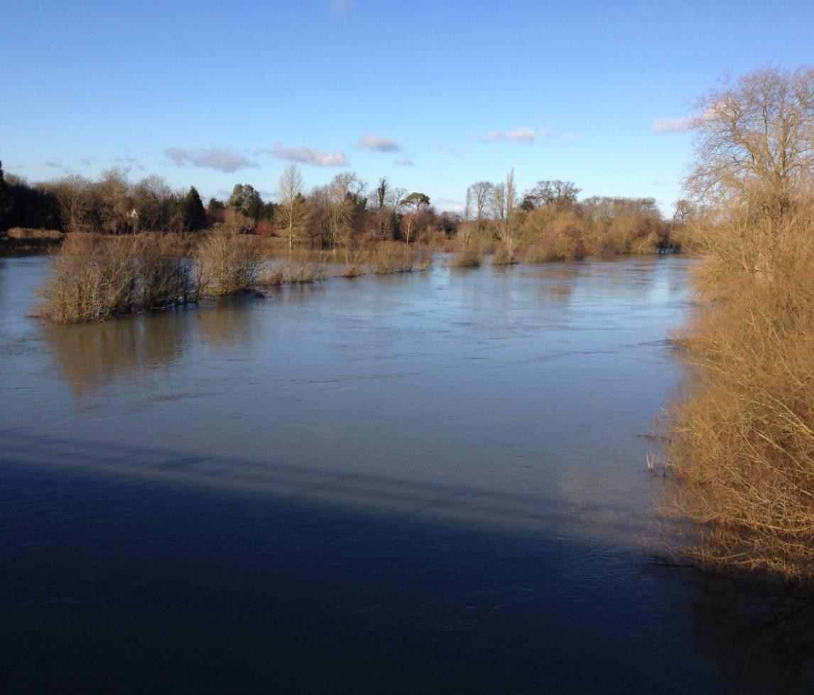 Thames in flood near Wallingford, January 2014