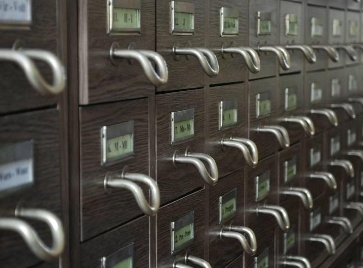 Library archive drawers